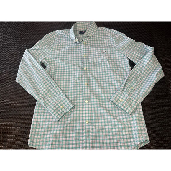 Vineyard Vines‎ Shirt Mens Small Green Plaid Flannel Slim Fit Tucker Button Up - Picture 1 of 5